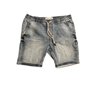 Projek Raw Mens Drawstring Denim Shorts Light Wash Stretch Casual Summer L